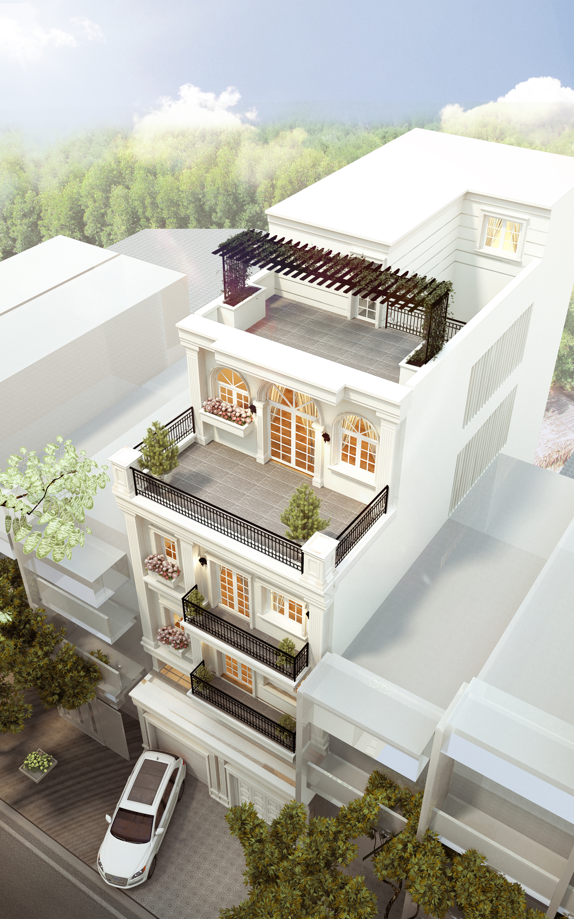 Thiết kế biệt thự 3 tầng mặt phố nhà anh Thức - Bắc Ninh CÔNG TY CỔ PHẦN  KIẾN TRÚC XÂY DỰNG VIỆT HOME