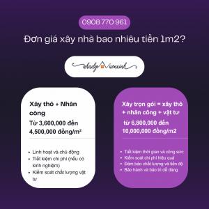 Đơn giá xây dựng 2026 bao nhiêu tiền 1m2 tại TPHCM?